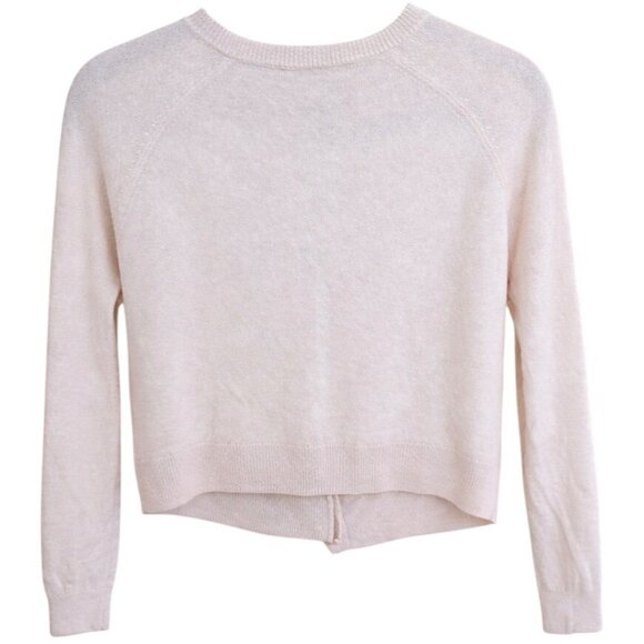 Aqua 100% Cashmere Crewneck Cardigan Cotton Candy Light Pink XS New With Tags - Picture 4 of 15